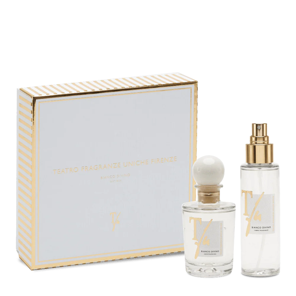 TEATRO FRAGRANZE Confezione regalo Diffusore con bastoncini + Spray Tessuto Bianco Divino