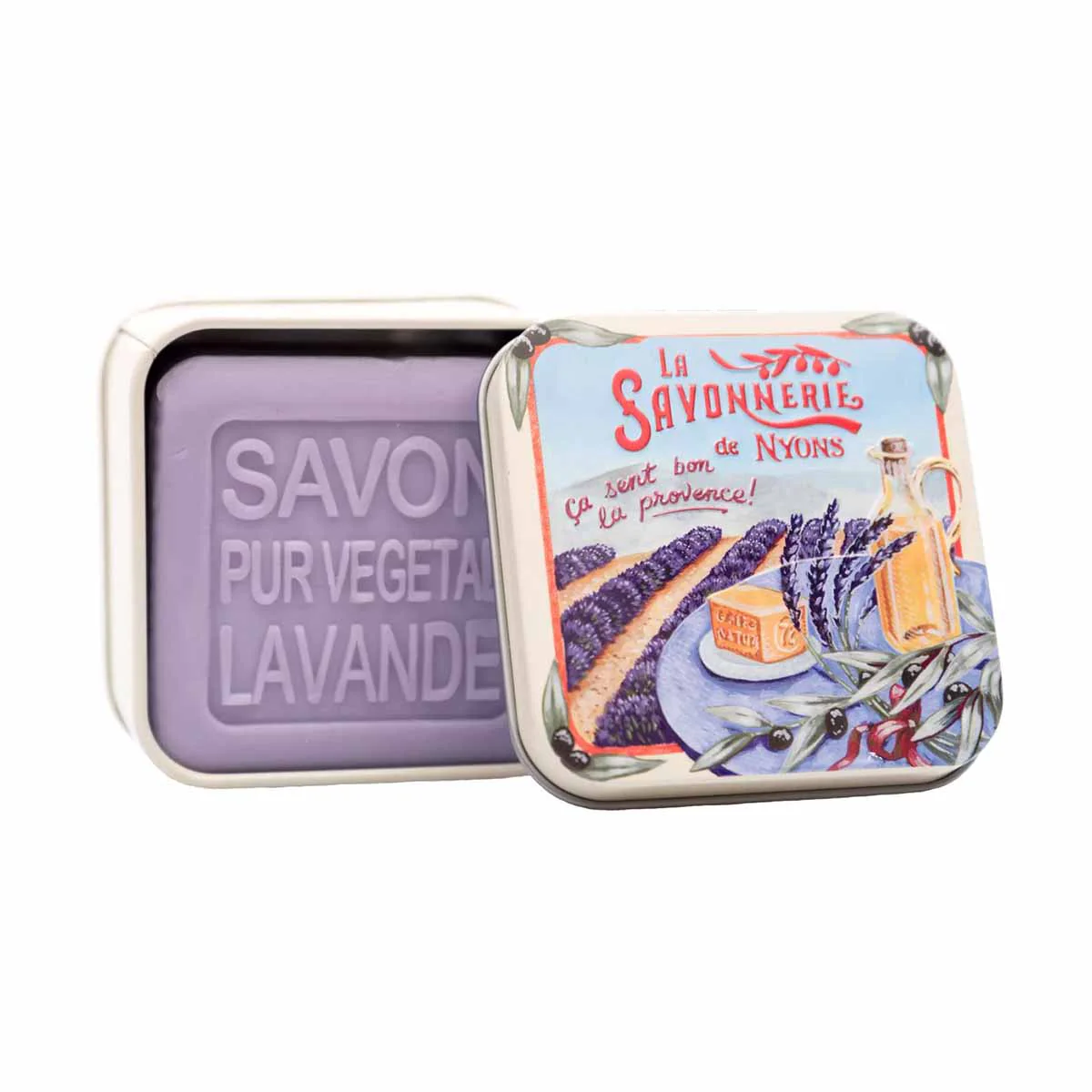 La Savonnerie de Nyons Scatola di metallo "Campo di lavanda" e sapone 100g - Image 2