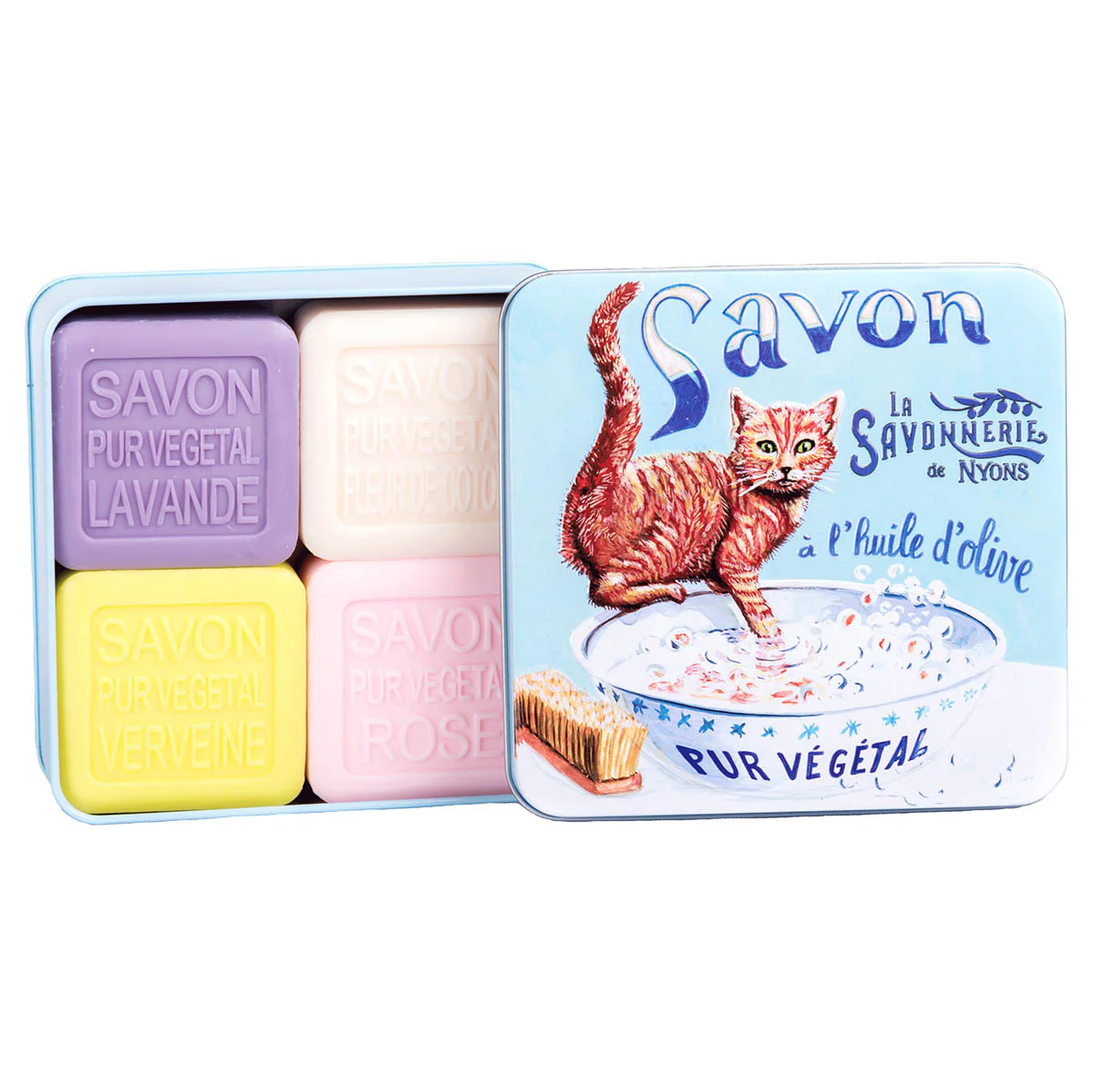 La Savonnerie de Nyons "Chat Roux" Scatola di Metallo e Saponi 4x100g - Image 2