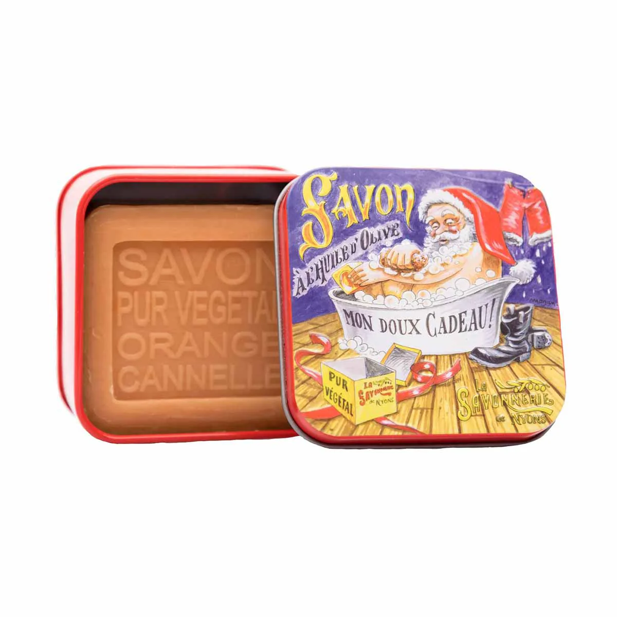 La Savonnerie de Nyons NATALE Scatola di metallo "Babbo Natale nella vasca da bagno" e sapone 100 g - Image 2