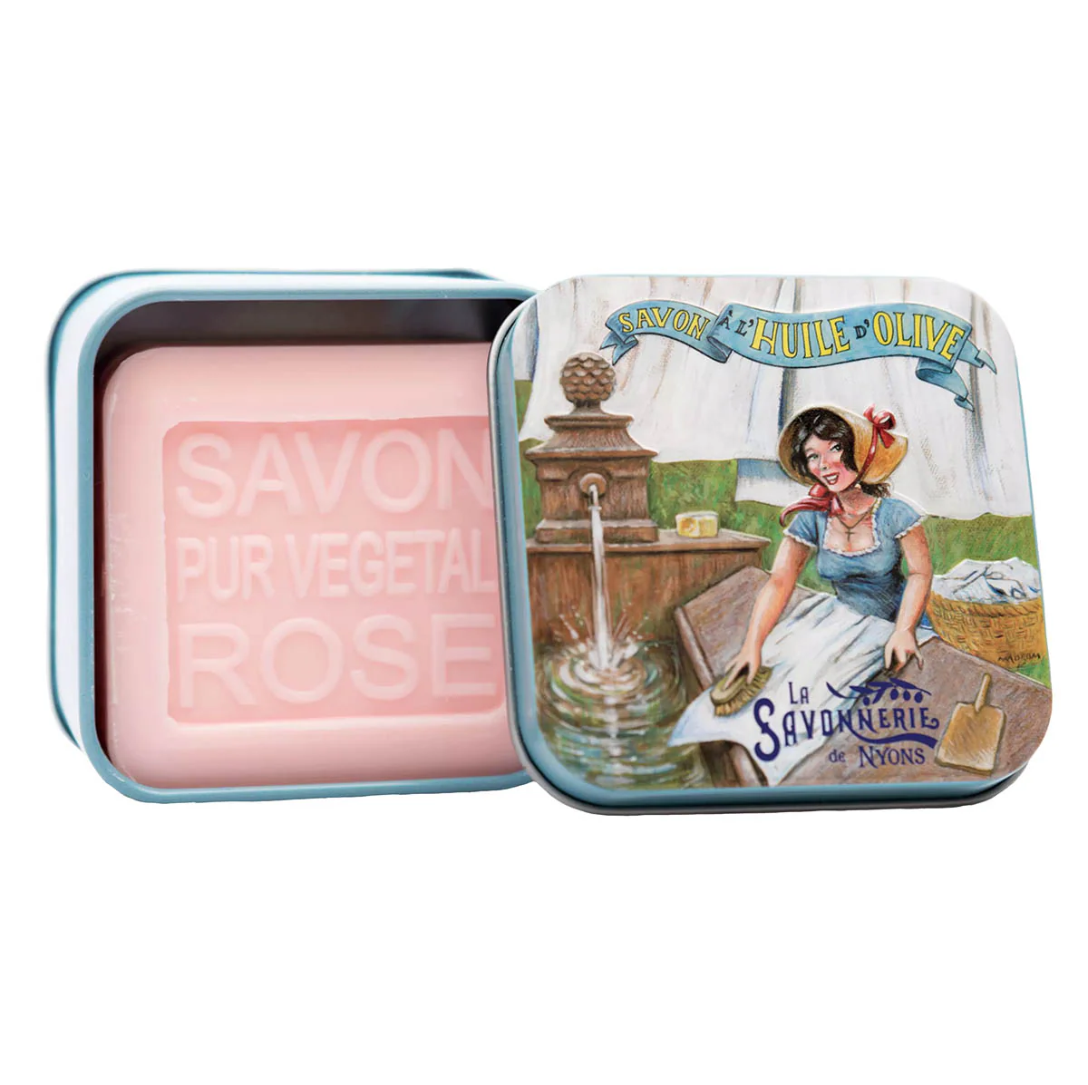 La Savonnerie de Nyons Scatola di metallo "Lavandaia" e sapone 100g - Image 2