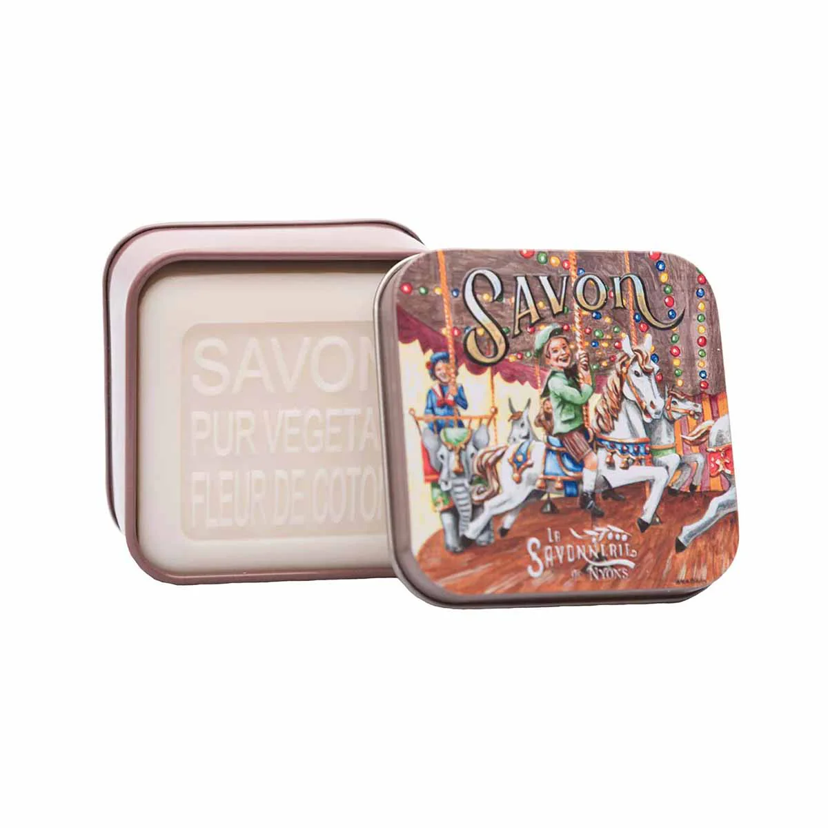 La Savonnerie de Nyons Scatola di metallo "Carosello" e sapone da 100 g - Image 2