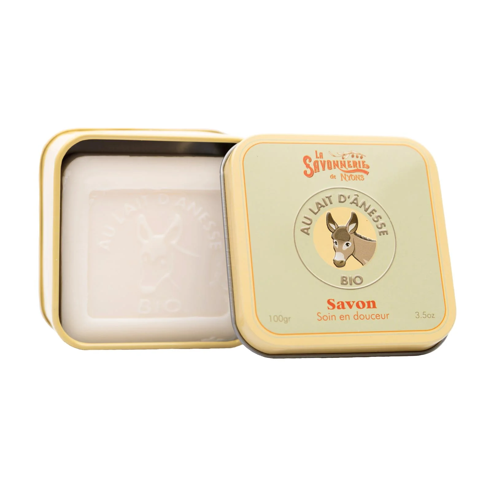 La Savonnerie de Nyons Scatola di metallo e sapone al latte d'asina biologico 100 g - Image 2